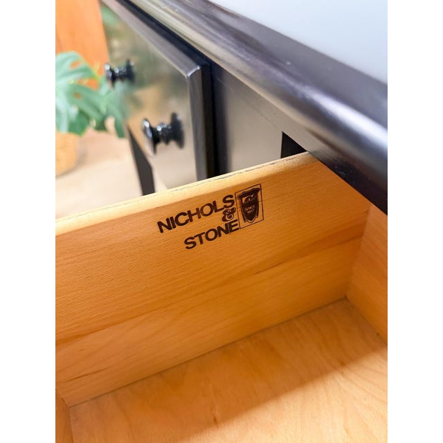 Nichols and Stone Solid Black Wood Console Two Drawers Modern Transitional For Sale - Image 14 of 16