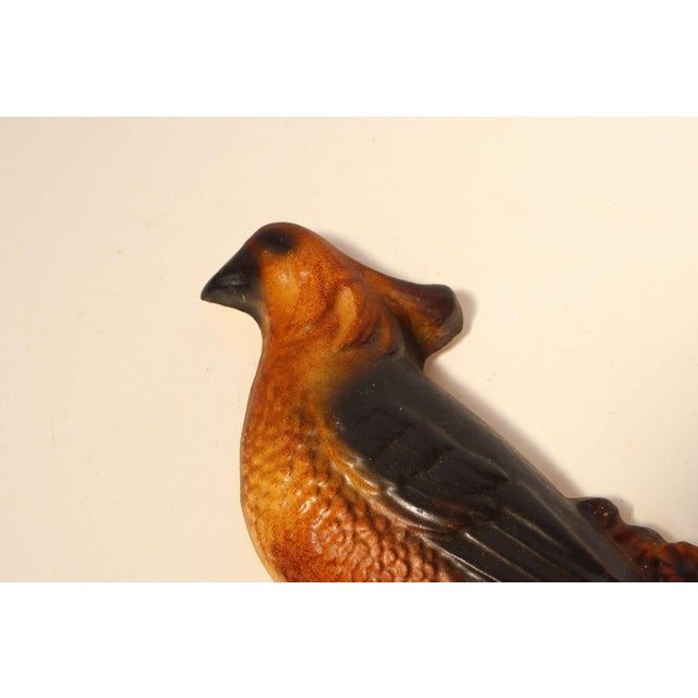 Vintage Hand-Painted Chalkware Bird / Pheasant Wall Sculpture For Sale - Image 9 of 16