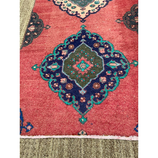 Modern Vintage Turkish Handknotted Oushak Runner 34x85, 1960's For Sale - Image 3 of 6