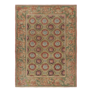18th Century Antique Aubusson Rug, Green With Floral Medallions - Rug & Kilim For Sale