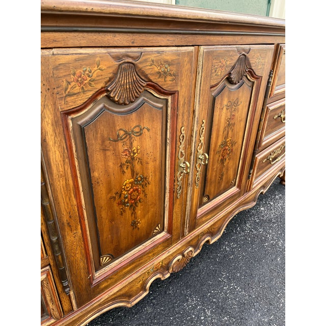 Brown 1980s Drexel Brittany Collection French Country Long Triple Dresser For Sale - Image 8 of 12