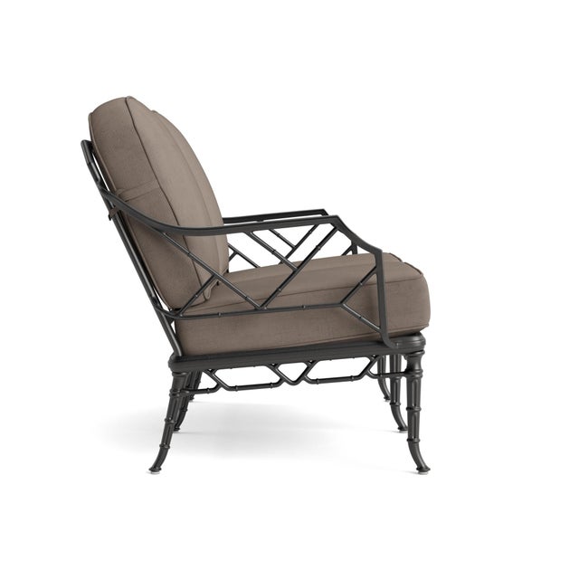 Contemporary Brown Jordan Calcutta Loveseat, Textured Pewter frame with Fusion Taupe fabric For Sale - Image 3 of 11