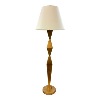 Currey & Co. Modern Gold and White Picasso Floor Lamp For Sale