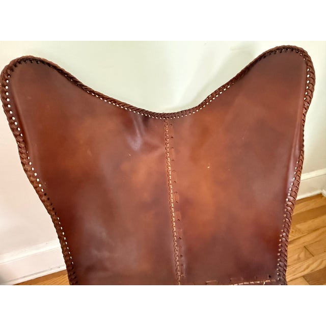 Metal Pair of 1960s Argentine Import Leather Butterfly Chairs, After Jorge Ferrari-Hardoy for Knoll For Sale - Image 7 of 17