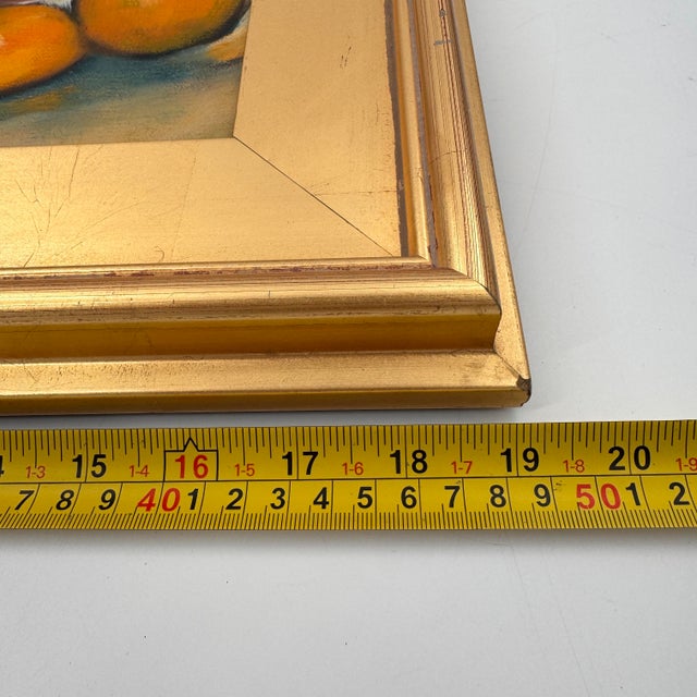 Vintage Oil Painting Still Life of Oranges & Green Glass Bottle Framed - Unsigned For Sale - Image 9 of 11