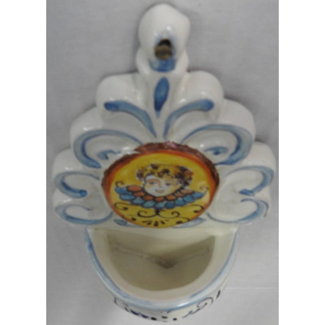 Cream 20th Century Hand Painted Ceramic Holy Water Font For Sale - Image 8 of 9