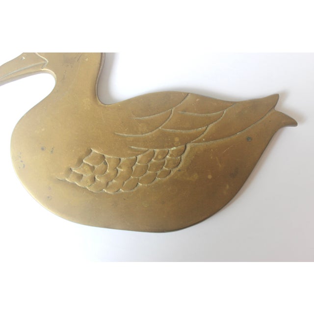 Metal Vintage Brass Duck Trivet With Patina For Sale - Image 7 of 7