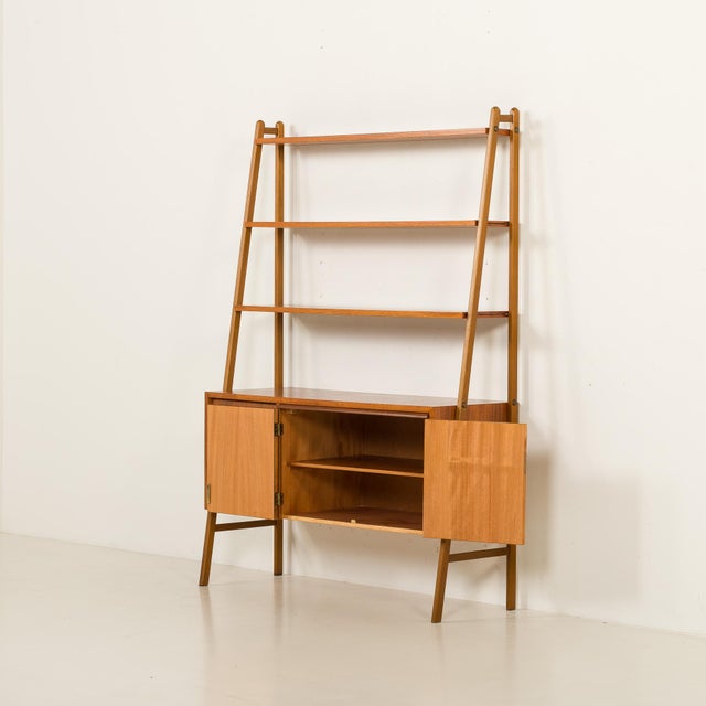 Brown Mid-Century Modern Scandinavian Bookcase with Desk, Sweden, 1960s For Sale - Image 8 of 18