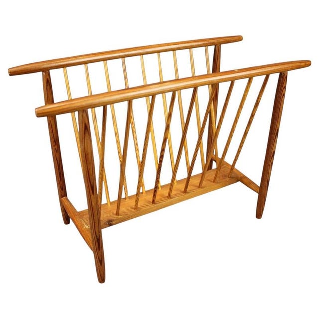 Mid-Century Modern Czechoslovakian Wooden Magazine Rack, 1950s For Sale - Image 6 of 6
