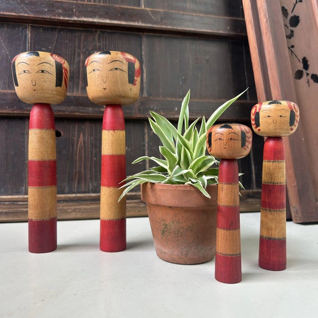 Vintage Japanese Tsuchiyu Kokeshi Figurines, 1960s, Set of 4 For Sale - Image 4 of 9