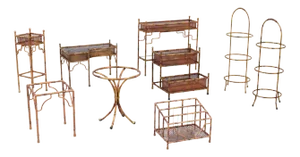 Faux Bamboo Planters, Side Tables & Oyster Trays, France, 1970s, Set of 9
