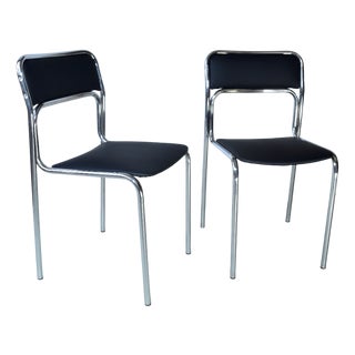 Stackable Chrome Tube Chairs, 1970s, Set of 2 For Sale