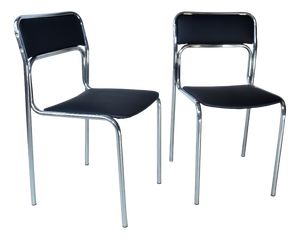 Stackable Chrome Tube Chairs, 1970s, Set of 2