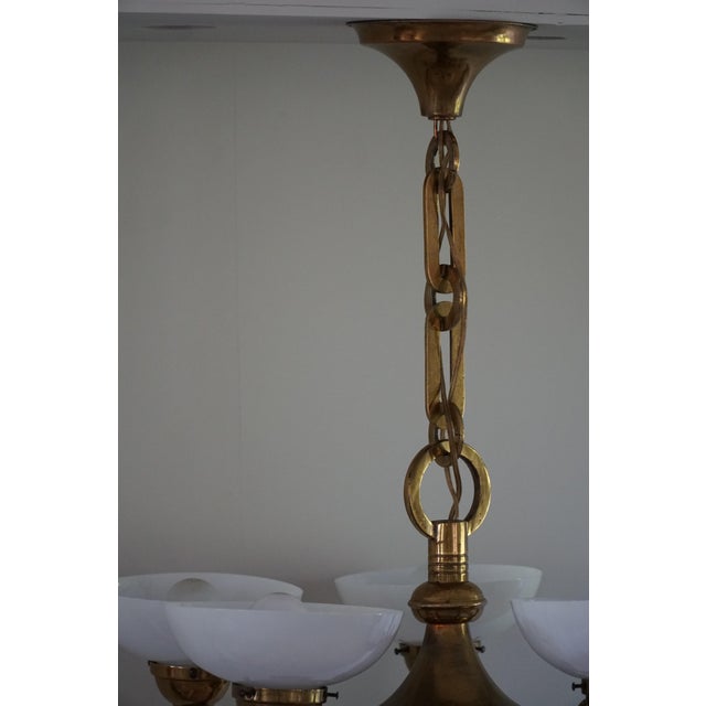 Danish Modern Art Deco Chandelier in Glass & Brass, 1940s For Sale - Image 13 of 18