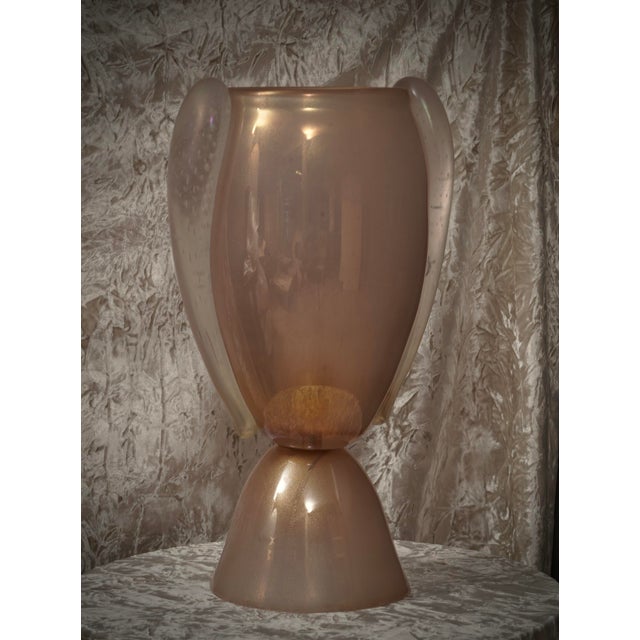 Italian Pink Blown Murano Glass Table Lamp, 1980s For Sale - Image 9 of 9