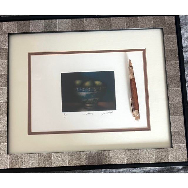 Traditional Vintage Laurent Schkolnyk Framed “3 Citrons” Mezzotint Numbered & Signed For Sale - Image 3 of 5