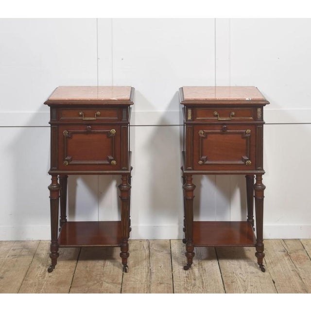 Antique Mahogany Bedside Tables, 1890s, Set of 2 For Sale - Image 10 of 10