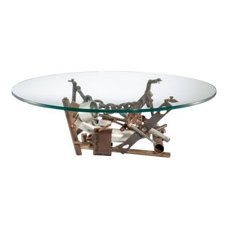 Industrial American Brutalist Coffee Table Sculpture by Bruce Gray - Architectural Salvage Mixed Metal Found Object For Sale