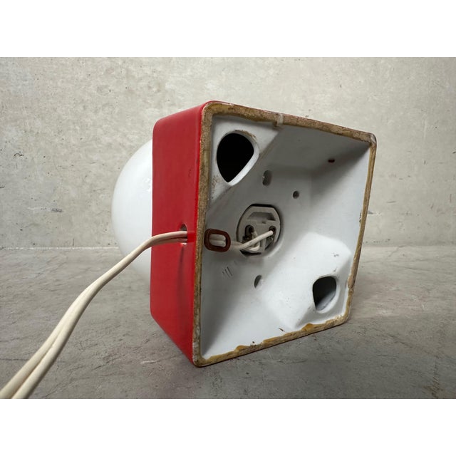 Glass Vintage Table or Wall Lamp in Porcelain and Opaline Glass, 1980s For Sale - Image 7 of 9