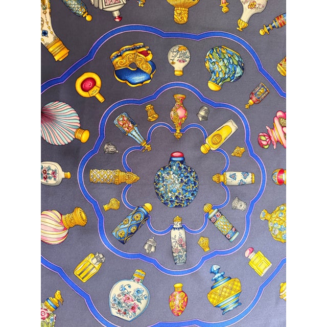 French Provincial Hermès Les Flacons 2006 Silk Scarf Black and Grey Designed by Baschet Catherine For Sale - Image 3 of 9