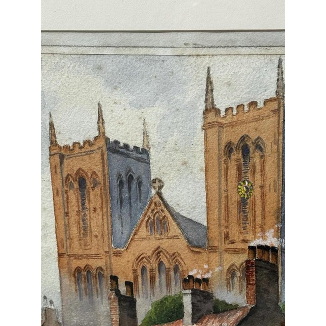P Wood, Ripon Cathedral, 1949, Watercolour, Framed For Sale - Image 5 of 7
