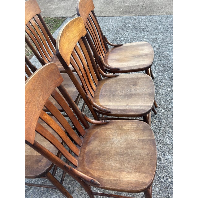 Brown Hold for Xavier - Antique Rustic Arts & Crafts Dining Chairs - Set of 6 For Sale - Image 8 of 12