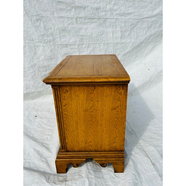 80's Vintage Country Style Solid Oak Nightstand For Sale In New York - Image 6 of 8