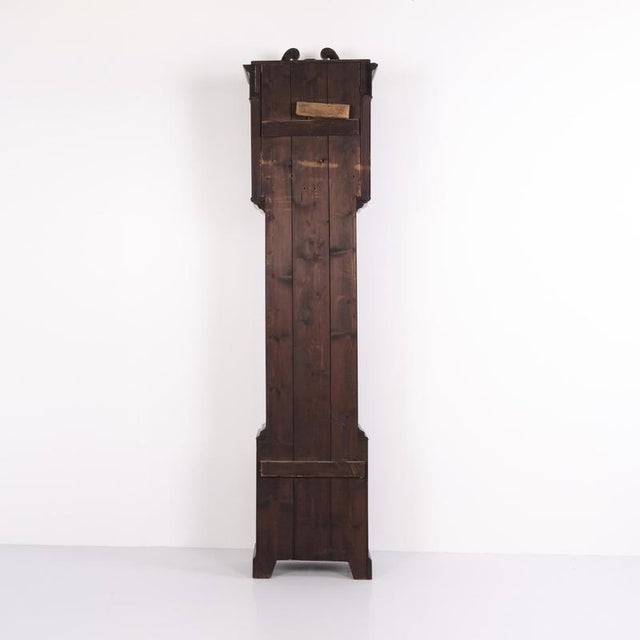 English Mahogany Longcase Clock with Marquetry and Brass Dial, 1880s For Sale - Image 12 of 13