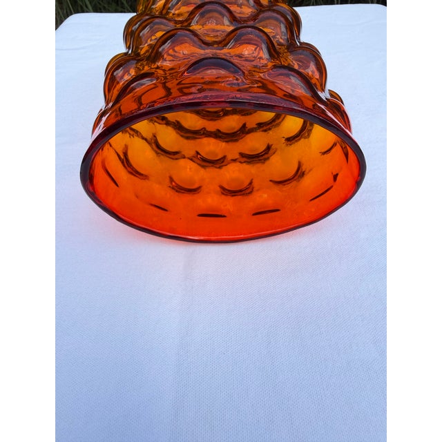 Blenko 1960s Blenko Tangerine Bubble Glass Vase For Sale - Image 4 of 7
