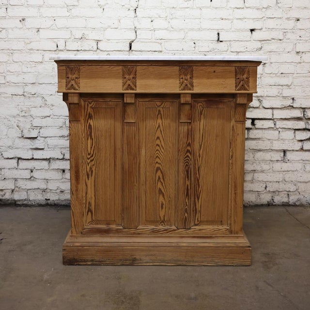 Wood 1900s French Wooden Bar With Marble Top For Sale - Image 7 of 12