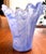 Mid-Century Modern Vintage MCM Vietri Onda Short Ruffled Mouthblown Glass Vase From Italy For Sale - Image 3 of 5