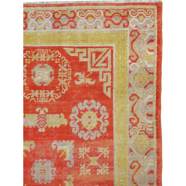 Tribal Galerie Shabab Collection Early 20th Century East Turkestan Khotan Rug For Sale - Image 3 of 10
