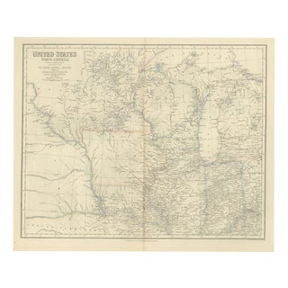 Antique Map of the North Central United States and Lake Michigan, 1860 For Sale