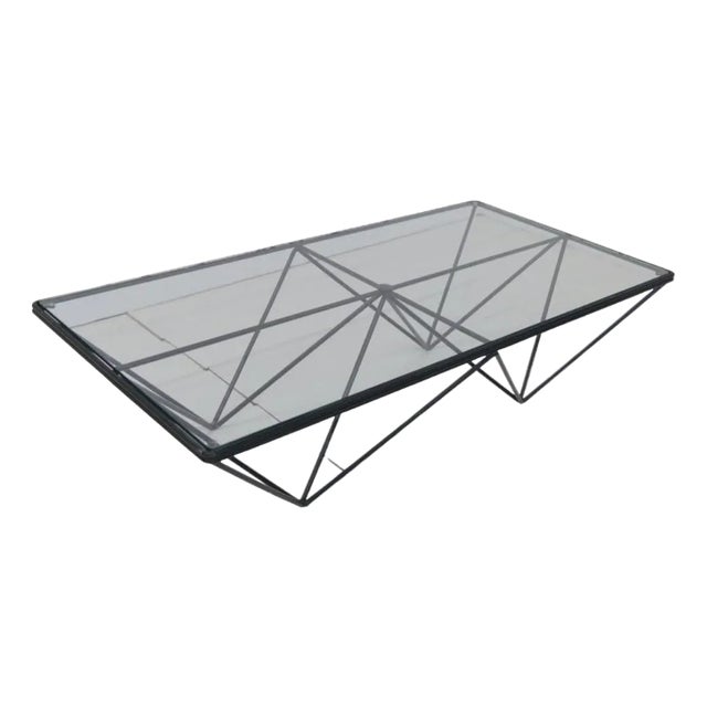 1980s Steel and Glass Rectangular Coffee Table "Alanda" by Paolo Piva for B&b For Sale