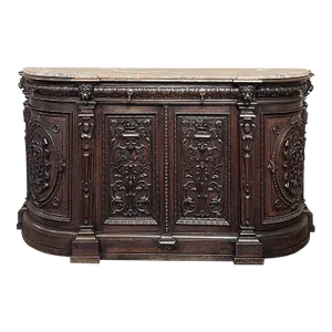19th Century French Renaissance Marble Top Buffet