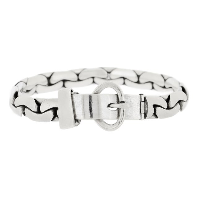 Mid-Century Sterling Silver Figural Buckle Bracelet by Orlandini for Uno a Erre For Sale