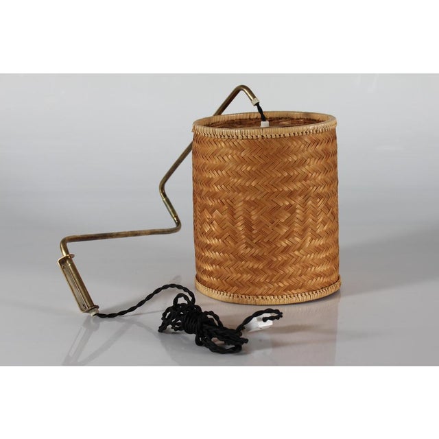 Flexible Wall Light in Brass and Cane in the style of Paavo Tynell, Denmark, 1950s For Sale - Image 6 of 15