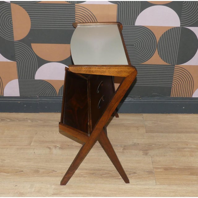 Wood Side Table with Magazine Rack and Formica Top, 1950s For Sale - Image 7 of 11