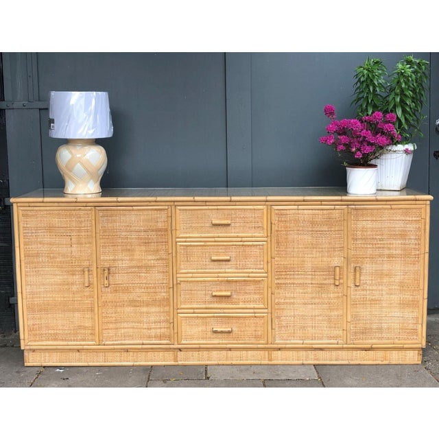 Mid-Century Modern Mid Century Rattan and Bamboo Sideboard, Italy, 1970s For Sale - Image 3 of 7