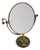 Vintage Brass Vanity Mirror With Etched Glass Base and Wood Trim For Sale