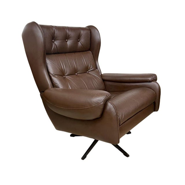 Mid 20th Century Swedish Leather Armchairs by Lystolet For Sale - Image 4 of 5