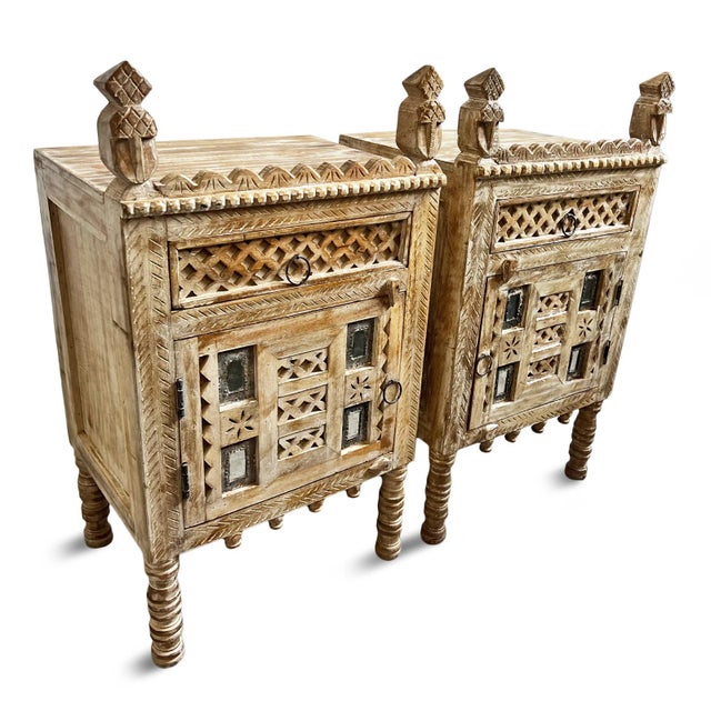 Raja White Wash Nightstand For Sale In Los Angeles - Image 6 of 7