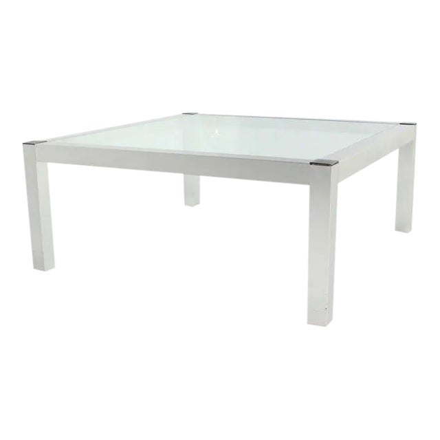 Metal Mid-Century Modern Machined Metal Base With Square-Top Coffee Table For Sale - Image 7 of 7
