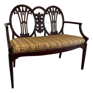 A George III Style Hand Carved Mahogany Settee, Late 19th Century For Sale
