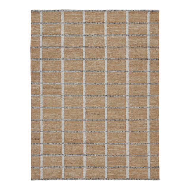 Rug & Kilim’s Scandinavian Outdoor Rug in Brown, White & Black Pattern - 12'x16' For Sale