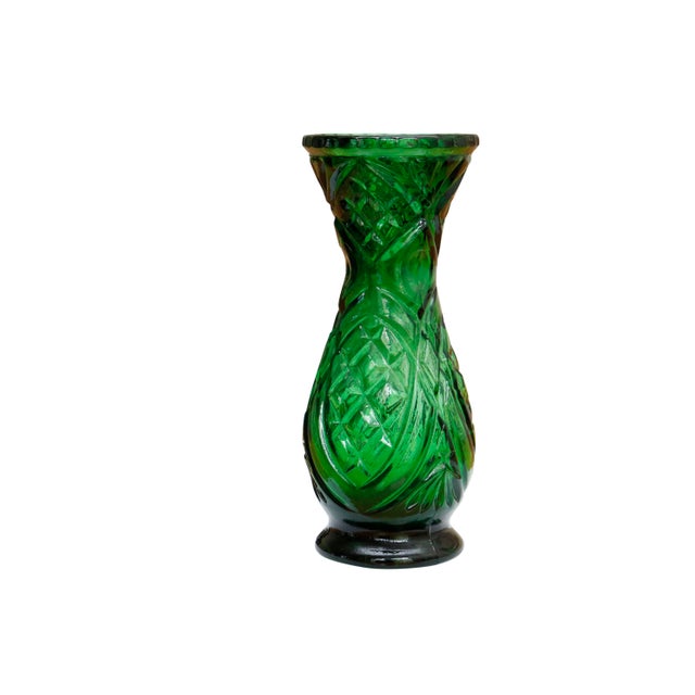 Cut Glass Emerald Green Flower Vase Chairish
