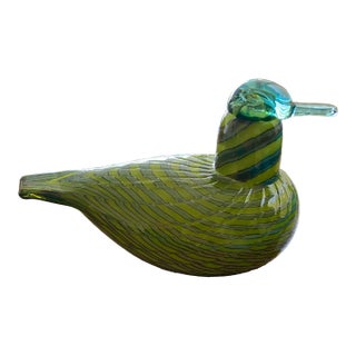 Oiva Toikka Iittala Teal Glass Bird For Sale