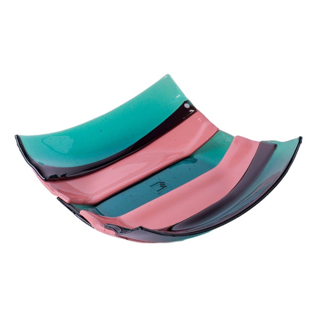 Stripe Bowl in Clear Aqua by Enzo Mari for Corsi Design Factory For Sale