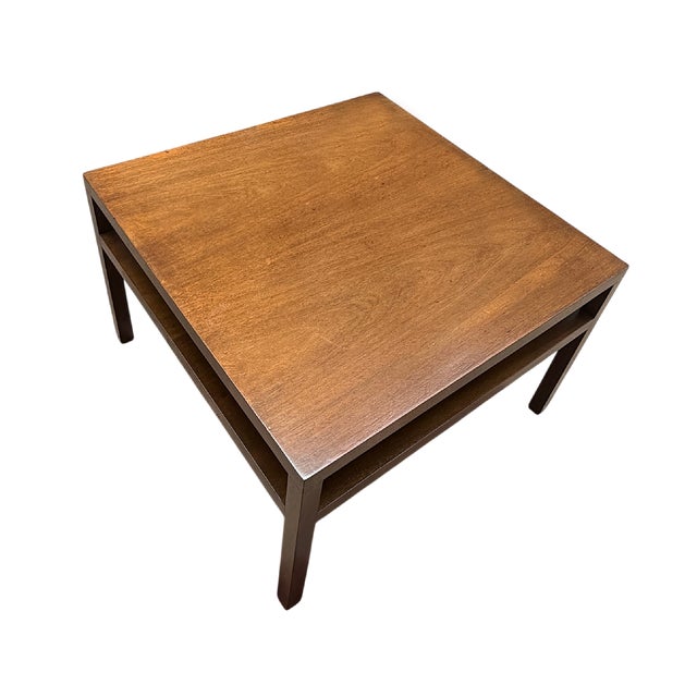 Mid-Century John Widdicomb Walnut Square Cocktail Table With Open Shelf For Sale - Image 17 of 18