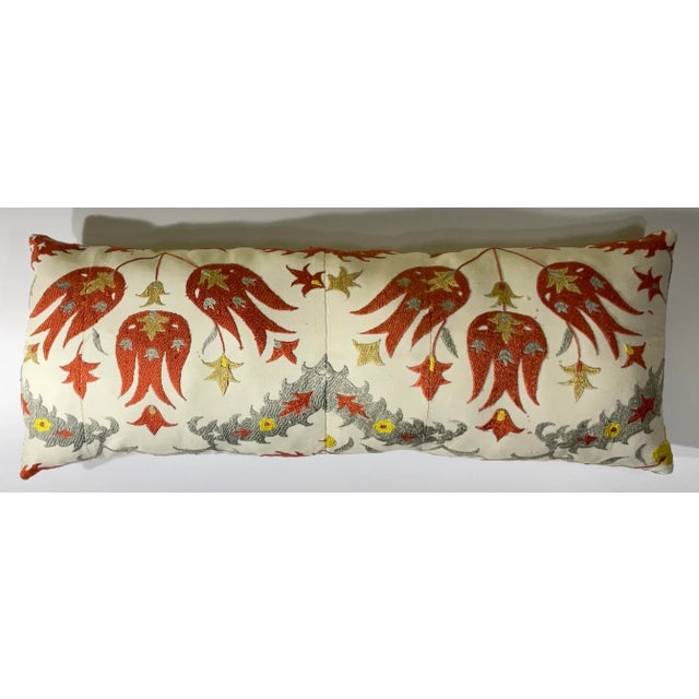 1970s Vintage Uzbek Suzani Hand-Embroidered Pillow For Sale - Image 5 of 11